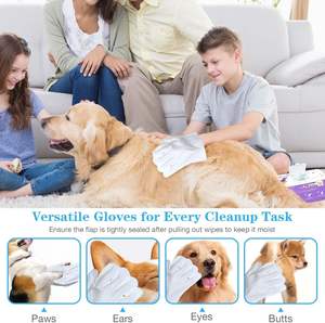 Gants de toilettage jetables pour chiens et chats, lingettes humides pour le bain et le nettoyage des animaux de compagnie - Product Image 3