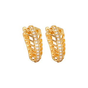 Boucles d'oreilles en zircon en forme de U, design géométrique, couleur or, composants de bijoux EKA 218 - Product Image 4