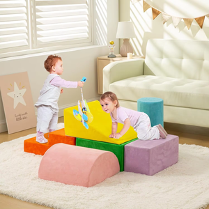 6 Pieces Colorful Soft Foam Climbing Blocks Play Gym Set For <b>Toddlers</b> Indoor Plush Safety Steps With Ramp And Platform - Product Image 5