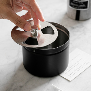 Modern Minimalist Custom Logo Stainless Steel Eco-Friendly Desktop Ashtray Rotating Windproof <b>Lid</b> Multiple Colors Smoke - Product Image 6