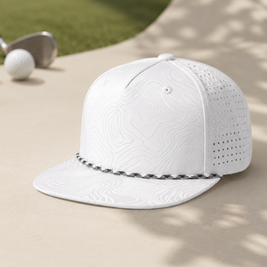 หมวกกอล์ฟโพลีเอสเตอร์ตาข่าย 5 ชิ้นแบบพิเศษ ทรง Snapback ปีกแบน ตัดด้วยเลเซอร์ ปักลายนูน 3 มิติ สำหรับกีฬา กิจกรรมกลางแจ้ง และงานปาร์ตี้ - Product Image 4