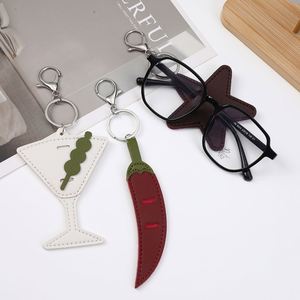 <b>Creative</b> New PU Leather Handmade Embossed Keychain Pendant Portable Glasses Storage Clip Holder Anti-Loss Promotional <b>Gifts</b> - Product Image 3
