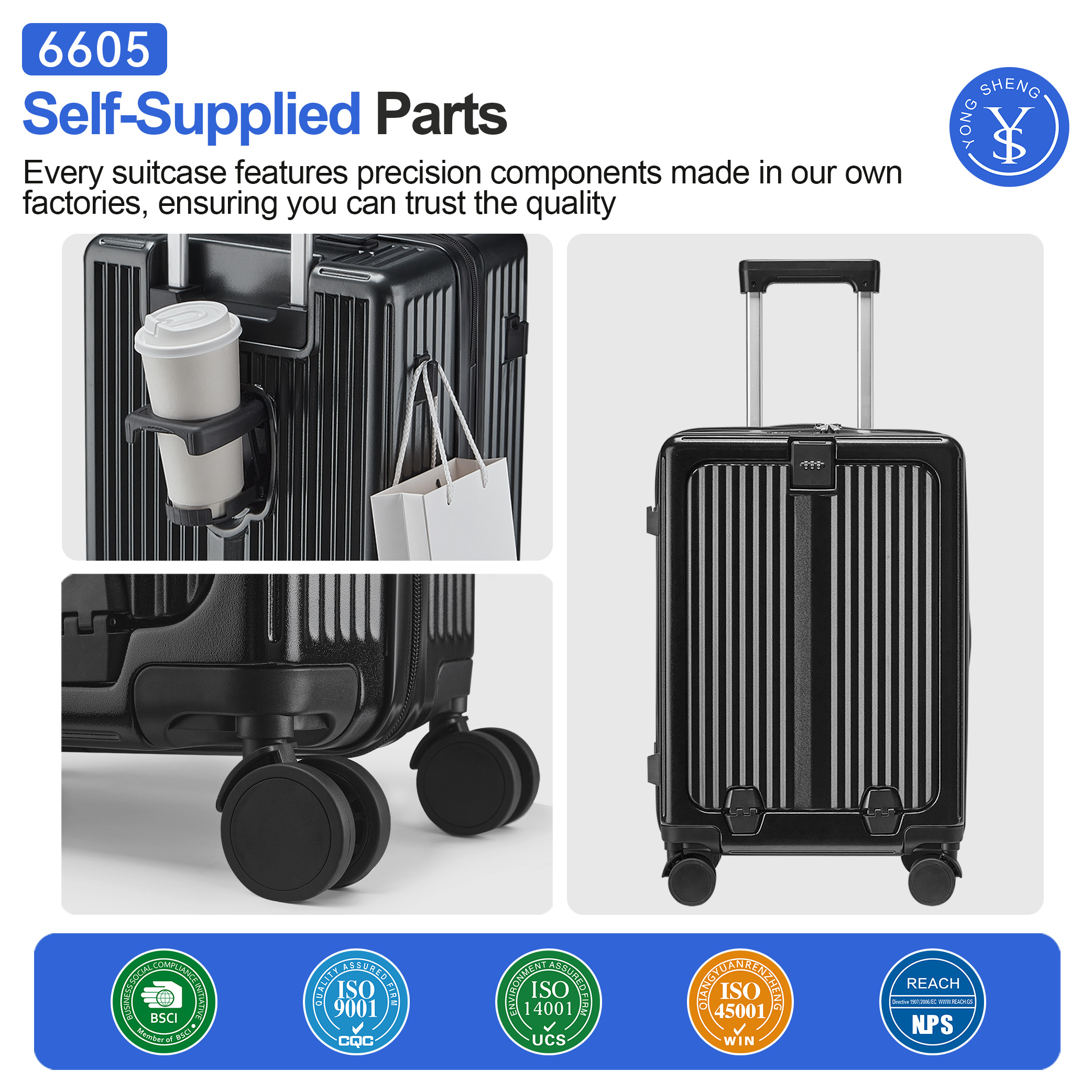 luggage 3 pcs set front opening lid