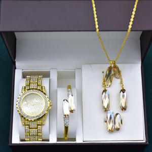 Conjunto de joyería de lujo para mujer, reloj, pulsera, anillo, pendientes, collar, Diamante brillante, precio barato - Product Image 6