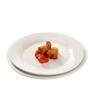 จานพอร์ซเลนทรงแบนสีขาวบริสุทธิ์สำหรับโรงแรม งานเลี้ยงสเต็ก - Product Image 5