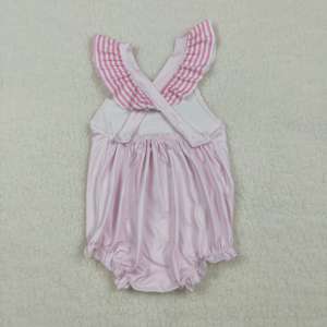 ชุดรอมเปอร์เด็กทารกสีชมพู รุ่น SR3727  RTS  ปักลายดอกไม้  ขายส่ง  แบบไม่มีแขน  ทรงบับเบิ้ล - Product Image 4