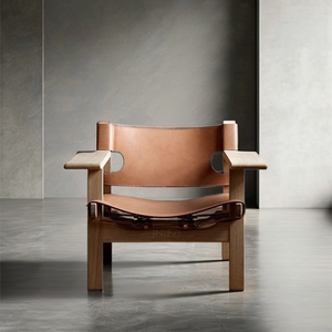 Sedia Spagnola in Legno Massello Stile Scandinavo Sedia da Relax Nordica Arredamento per Soggiorno Poltrona da Salotto - Product Image 6