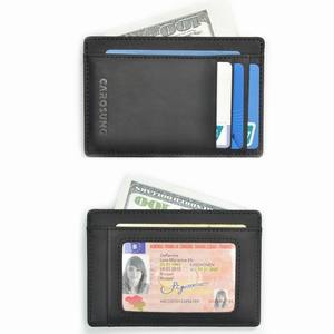 Custom Wholesale Slim Minimalist Front Pocket RFID Blocking Genuine Cow Leather Credit Card Holder Wallets for Men With Box