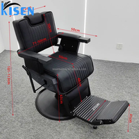 Kisen haute qualité tout noir Antique chaise de barbier rond carré avec appui-tête chaise de style prix de gros d'usine