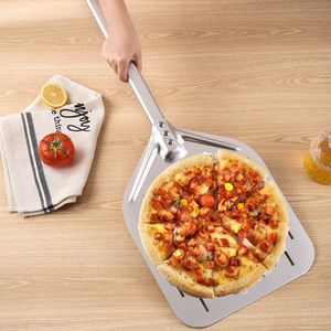 Manjia-Paleta de aluminio para pizza personalizada de 10 ", 12", 13 "y 14" con mango extendido, cáscaras de torneado de pizza rectangulares para hornear - Product Image 6