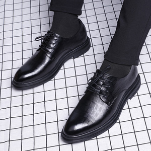 Nuevo estilo para hombre, cordones de punta redonda, aumento de amortiguación, desgaste antideslizante transpirable, zapatos de vestir de boda de oficina - Product Image 5