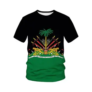 2023 New Fashion Luxury Summer Men Women Kid Haitian Flag O Neck T-shirt Polyester Clothing With Cheap