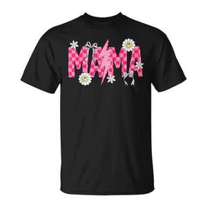 Camiseta Coquette con Lazo y Flores a Cuadros Rosa para el Día de la Madre - Product Image 1