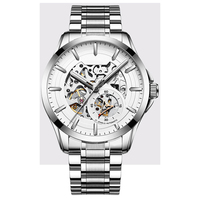 Montres automatiques en acier pour entreprise, avec design d'usine et personnalisables, à mouvement squelette, petite seconde apparente, pour marque privée