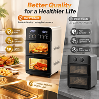 Friteuse à air carrée de 20 litres avec double panier, compatible VR, en acier inoxydable, commande tactile, multifonctionnelle