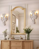 Simig Lighting Midcentury Luxury Baroque Style Cone Plâtre blanc Ekena Plâtre Applique murale