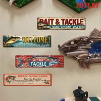 Ensemble de panneaux métalliques longs vintage sur le thème de la pêche, décoration murale rétro pour cabane et mancave