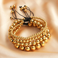 Bracelet perlé extensible vintage en acier inoxydable plaqué or 18 carats, unisexe, géométrique, avec pierres naturelles, ajustable, 2mm-10mm, cadeau