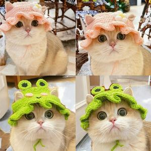 Vui Vẻ Phim Hoạt Hình Ếch Vật Nuôi Trang Phục Cho Chó Mèo Hoa Mô Hình <span class=keywords><strong>Crochet</strong></span> Cổ Tai Ấm Hơn Dễ Thương Mùa Hè/Mùa Xuân Dệt Kim <span class=keywords><strong>Snood</strong></span> Cho Bông - Product Image 2
