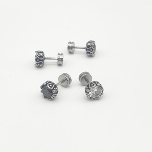 Trendy Retro Zircon <b>Stud</b> <b>Earrings</b> Round Geometric Bezel Setting Zinc Alloy Unisex Fashion Jewelry - Product Image 4