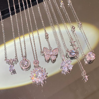 Collier pendentif cube zircon acier titane luxe léger haut de gamme bling choker femme, colliers pendentifs fins en gros
