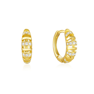 CANNER Delicate Zirconia Huggie <b>Hoop</b> <b>Earring</b> Jewelry 925 <b>Silver</b> Woman Personality Diamond 18K Gold Chunky Buckle <b>Hoop</b> <b>Earrings</b> - Product Image 1