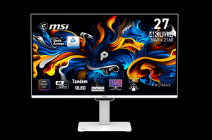 จอภาพ MSI 27 นิ้ว 4K OLED รุ่น Pro Max 120Hz HDR สำหรับเล่นเกมส์ หน้าจอสีขาว พร้อมเทคโนโลยี Tandem OLED และ VisiClarity - Product Image 1