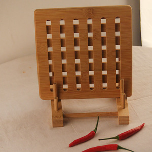 Salvamanteles Cuadrado de Bambú 19cmx19cmx1.2cm Resistente al Calor Diseño Moderno Para Uso en Mesa - Product Image 2
