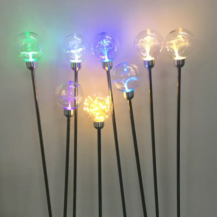 LED Outdoor Landscape Solar Fiber Optic Spike Garden Light, Ball light, LED Transparent Fiber Optic Flower Light