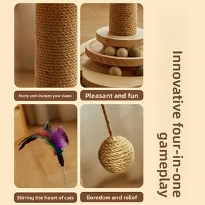 Integrierter Vertikaler Kratzbaum mit Kratzbrett Verschleißfest Nicht Haarend Katzen-Spielball aus Dichtefaserplatte für Katzen - Product Image 4