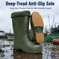 Bottes de pêche imperméables à doublure en feutre amovible, bottes en caoutchouc hautes jusqu'au genou pour hommes, antidérapantes, pour travaux aquacoles