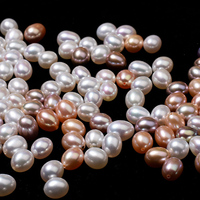 Vente en gros perles d'eau douce 3A demi-trou riz naturel blanc/rose/violet 3*5mm-7*11mm bijoux de forme ronde de différentes tailles