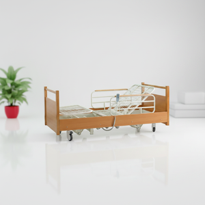Cama de Hospital con Altura Ajustable, Cabecera y Piecera de Roble Macizo, Superficie de Malla, Frenos y Ruedas Silenciosas - Product Image 4