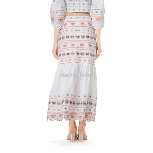 Embroidery Floral Butterfly V Neck Long Sleeve Cotton <b>Linen</b> Boho Smocking Women's Summer <b>Sets</b> Elegant Whole Design Lady <b>Set</b> - Product Image 4