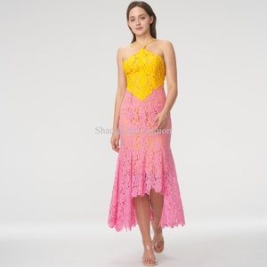 เดรสยาวลำลองแฟชั่นใหม่สำหรับผู้หญิง ฤดูร้อน สายเดี่ยว ดีไซน์หรูหรา แต่งผ้าลูกไม้ลายดอกไม้ ระบายอากาศได้ดี แขนกุด เซ็กซี่ - Product Image 4