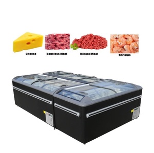Vitrine Réfrigérée Commerciale Combinée pour Viande Fraîche/Vitrine Congélateur à Viande/Vitrine à Poisson avec Ventilateur et 4 Portes, Éclairage LED Éco pour <span class=keywords><strong>Supermarché</strong></span> - Product Image 1