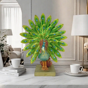 European Creative Peacock Open Screen Epoxy <b>Resin</b> <b>Sculpted</b> Handicraft Ornament Home Living Room TV Cabinet Entrance Exhibition - Product Image 1