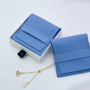 Blue Wholesale Custom Suede Jewelry Pouch Bag with Rings/<b>Bracelet</b> Holder 8*8+8 cm or Customized Size - Product Image 2