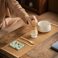 Ensemble de matcha de haute qualité en gros, fouet à matcha chasen, bol en bambou, support, boîte cadeau, poudre de thé vert, outil adapté à la boîte en papier