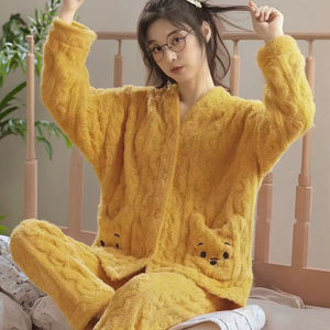 Set pigiama in velluto corallo da donna grazioso stile principessa in stile flanella 3D pantaloni corti pesanti caldi XL primavera autunno inverno morbidi - Product Image 6