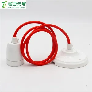 E27 Ceramic Lamp Holder With Ceiling Rose Textile Cord For DIY Vintage Pendant Light Cord Sets