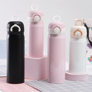 Thermos portatile 316 in acciaio inox a doppia parete sottovuoto borraccia bicchiere borraccia con coperchio ribaltabile e manico - Product Image 1