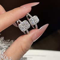 Bague pavée en moissanite rectangulaire couleur D 2 carats en argent sterling 925, bijou de mode pour fête, bal de promo, cadeau de demoiselle d'honneur