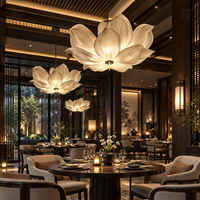 Lustre suspendu moderne et créatif en forme de fleur de lotus, en tissu fait main, pour hall d'hôtel, restaurant, mariage