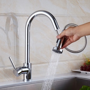 Kitchen With Pull <b>Down</b> Sprayer Brass Flexible Single Hole Pull Out Kitchen Mixer Water Tap AT9924 Kitchen Tap - Product Image 5