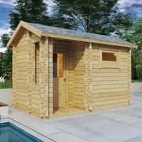 Sauna extérieur traditionnel en bois massif |   Éclairage avec intégration piscine, idéal pour les espaces spa de jardin