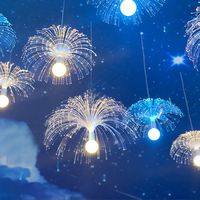 Lampes LED en fibre optique en forme de méduse, étanches IP44, 20 cm et 30 cm, pour créer une ambiance étoilée nocturne, blanc chaud, à intensité variable