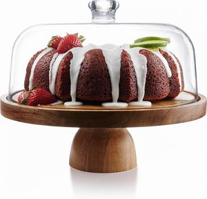 Acacia Desert Wedding Party Acrylic Wooden Cake Stand Table Dome Wooden Wedding Cake Holder Box