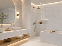 Dalles de marbre blanc du Guangxi pour plans de travail de cuisine, dessus de meubles de salle de bain, revêtements muraux, marches d'escalier et carreaux de sol découpés sur mesure
