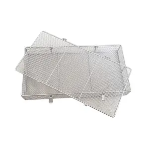 Rectangle Woven Stainless Steel Wire Mesh Basket With Diaphragm Lockable Catch Style Lid